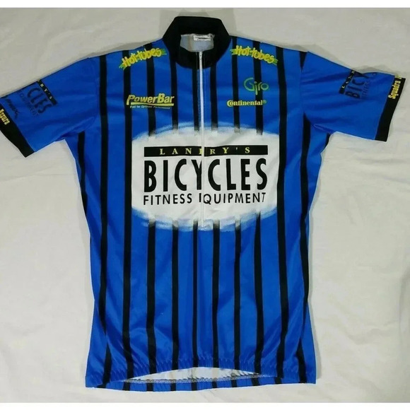 VOmax Landrys Bicycles Racing Cycling Jersey Shirt 1/2 Zip Short Sleeve Mens L 4 - Picture 1 of 4